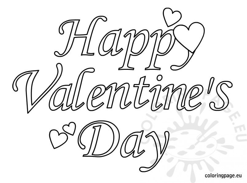 Happy Valentine s Day Text Coloring Page