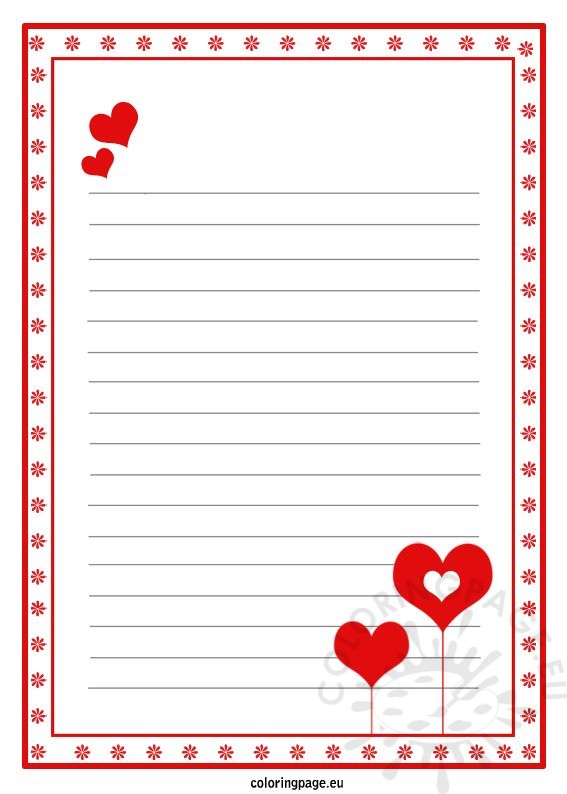 Love letter paper template Coloring Page