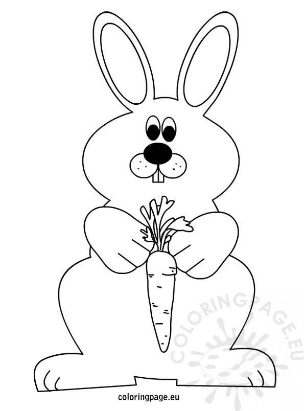 Easter – Rabbit with a carrot – Coloring Page