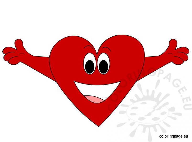 Red heart with open arms – Coloring Page