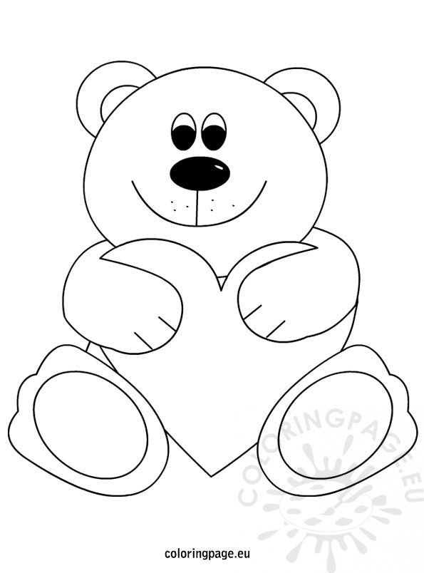 Teddy bear heart coloring page – Coloring Page