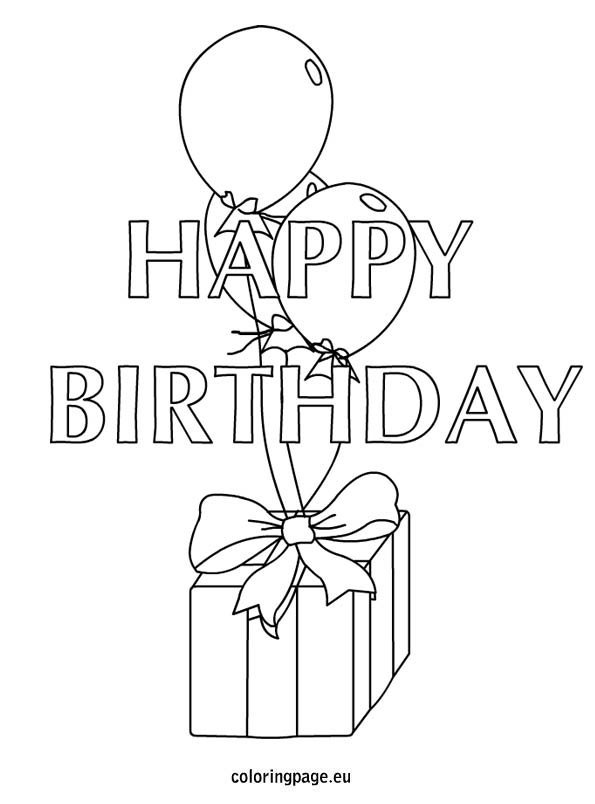 Happy Birthday balloons – Coloring Page