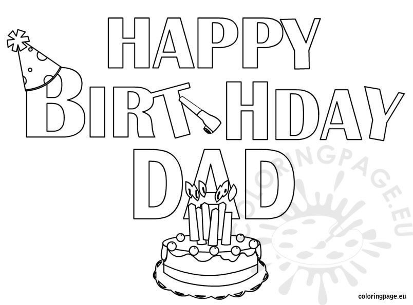 Happy Birthday Dad coloring page Coloring Page
