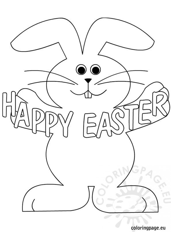 Happy Easter Rabbit – Coloring Page