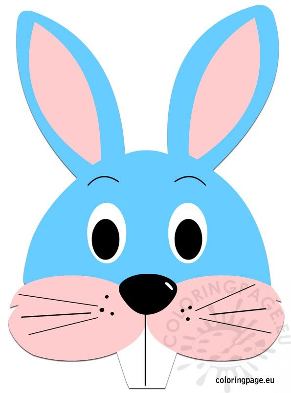 Blue Bunny Mask Coloring Page