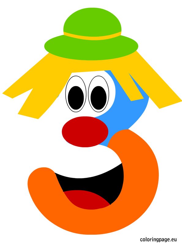 number three numbers coloring crafts preschool chiffres funny clown craft lettres et drawing математика claus santa pagenumber teaching math