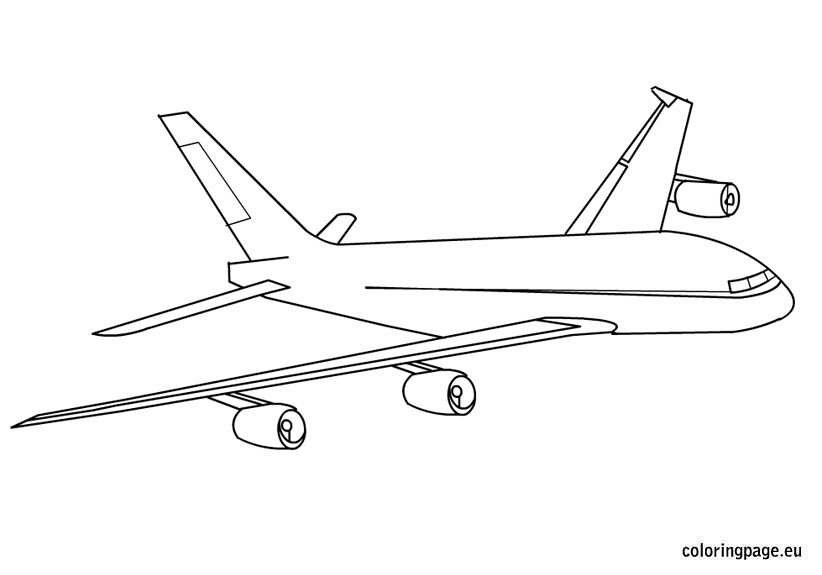 Airplane flying in sky coloring page – Coloring Page