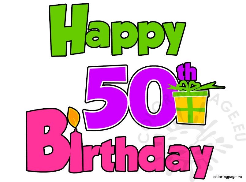 Happy 50th Birthday  Coloring Page