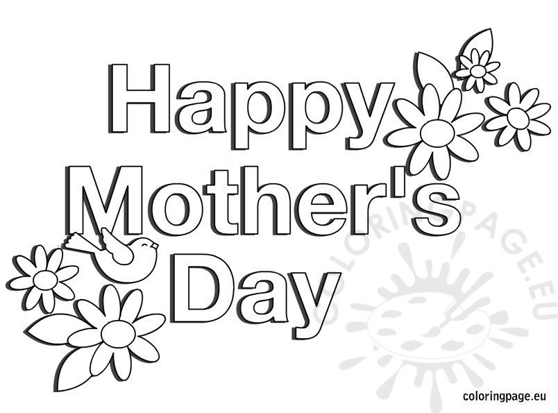 Happy Mothers Day flowers coloring page Coloring Page