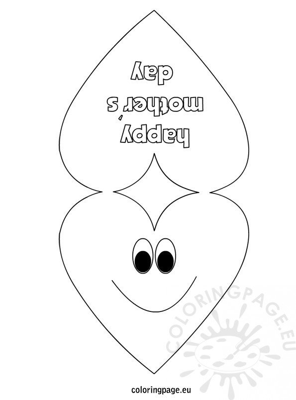 Happy Mother’s card heart template – Coloring Page