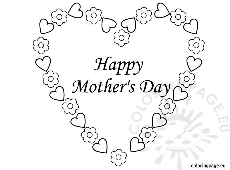 Mother s Day Heart Coloring Page Coloring Page