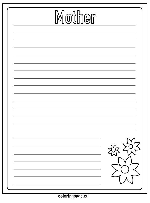 Mother’s Day – Writing Paper coloring – Coloring Page