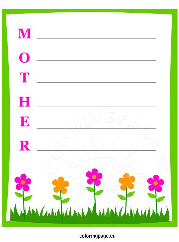 Mother S Day Writing Template