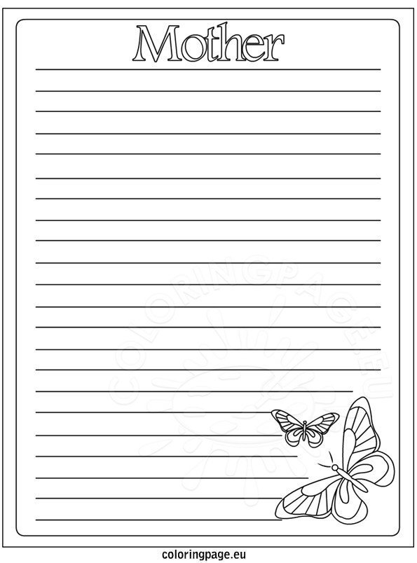 Writing Paper Mother s Day Coloring Page