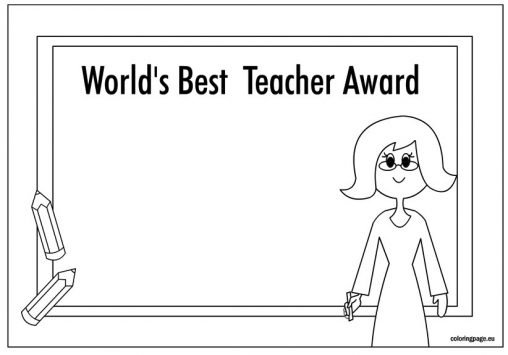 World’s Best Teacher Award – Coloring Page
