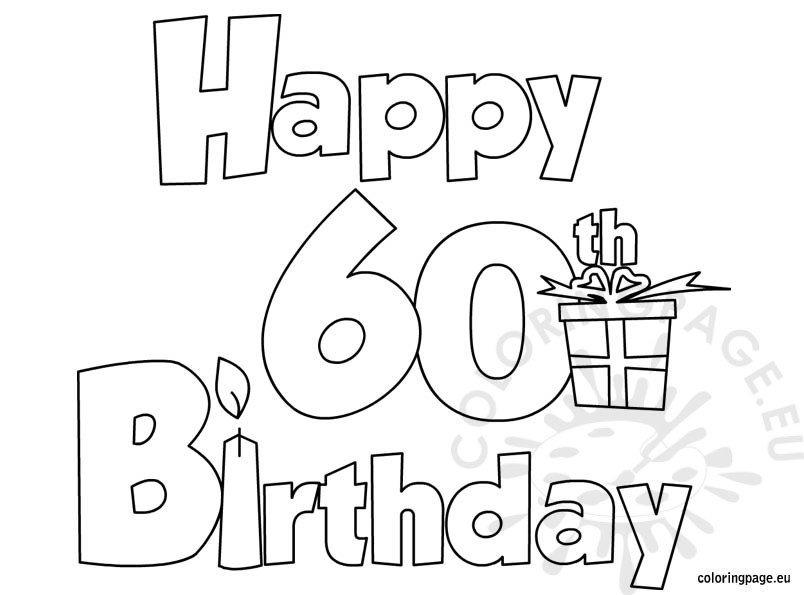 Happy 60 Birthday coloring page Coloring Page