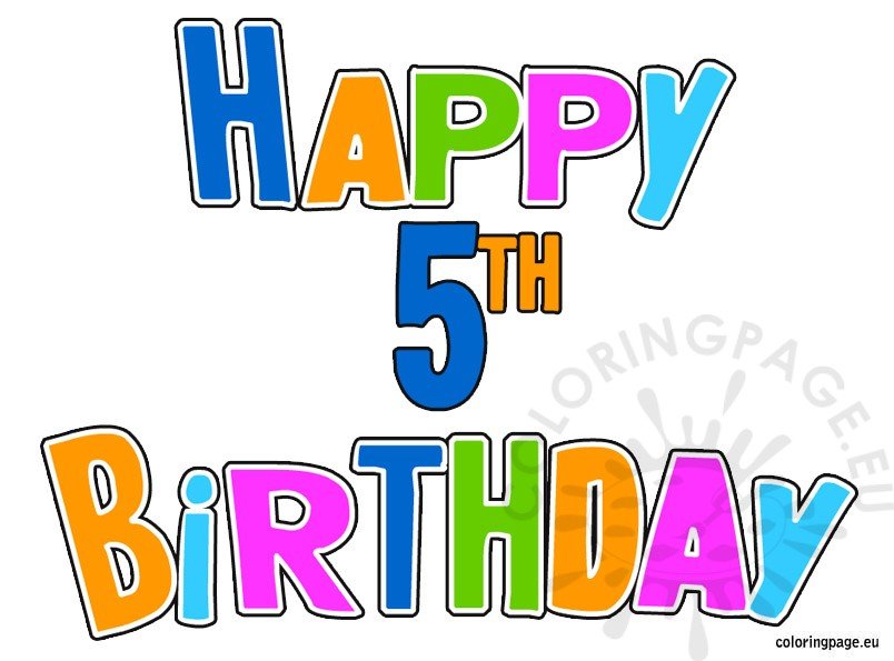 Happy 5th Birthday Coloring Page