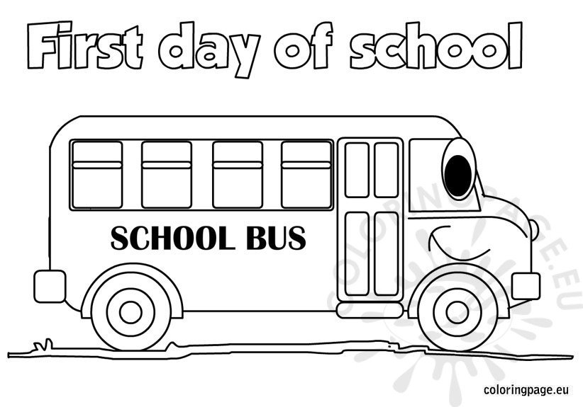 The first day of school coloring page