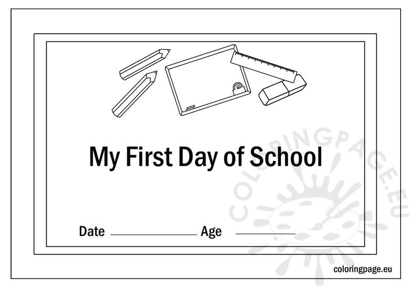 First day school certificate coloring