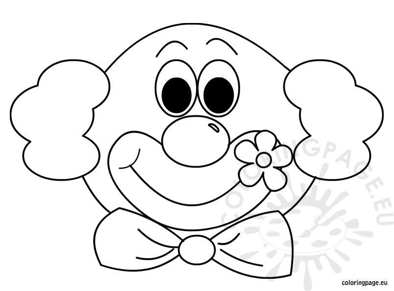 Clown with flower   Coloring Page