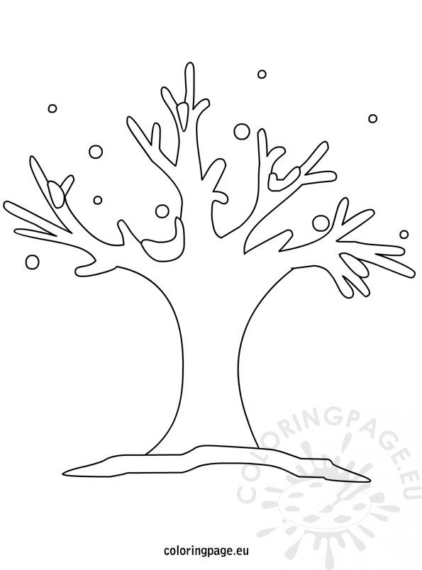 Winter Tree Outline Clip Art – Coloring Page
