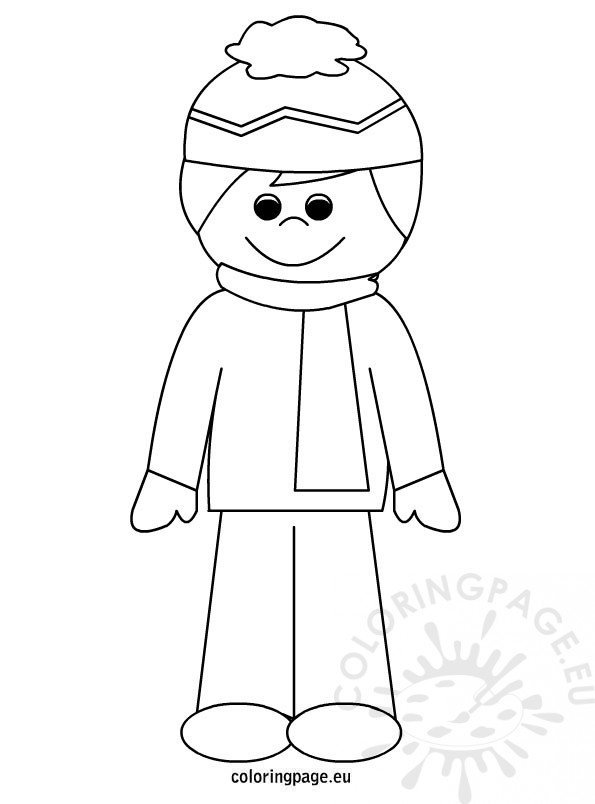 Boy in winter outfit – Coloring Page