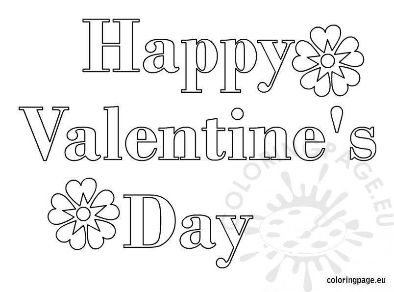 Happy Valentine s Day Free Printable Coloring Page