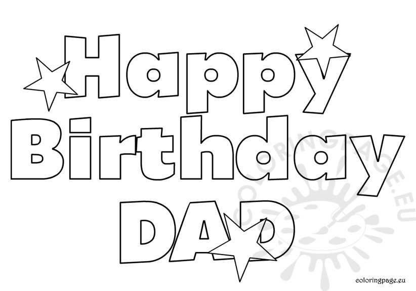 Happy Birthday Dad free Coloring Page