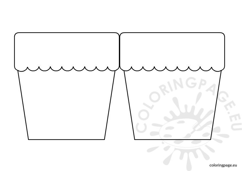 Flower Pot Template Sketch Coloring Page