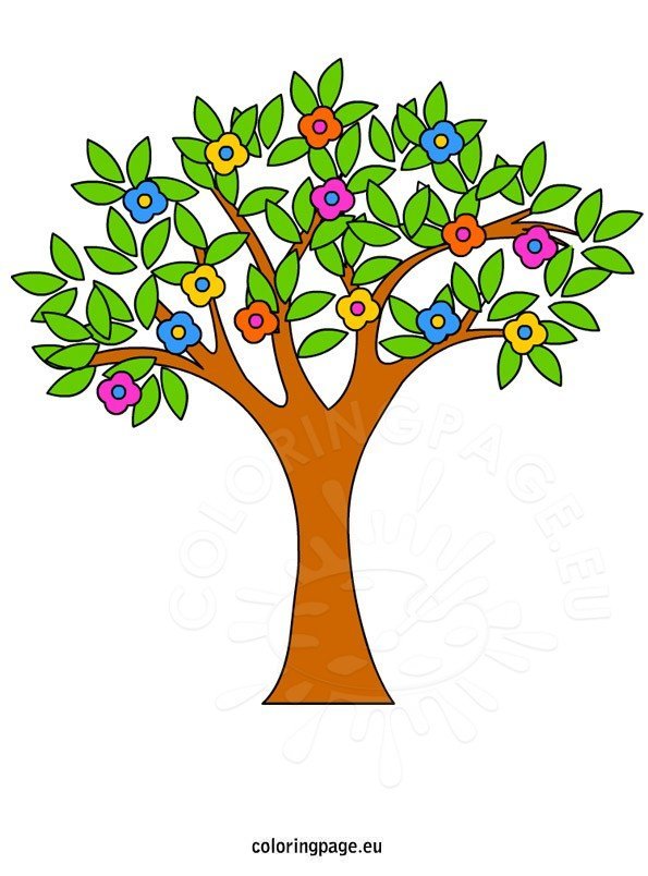 Spring Tree Clip art – Coloring Page