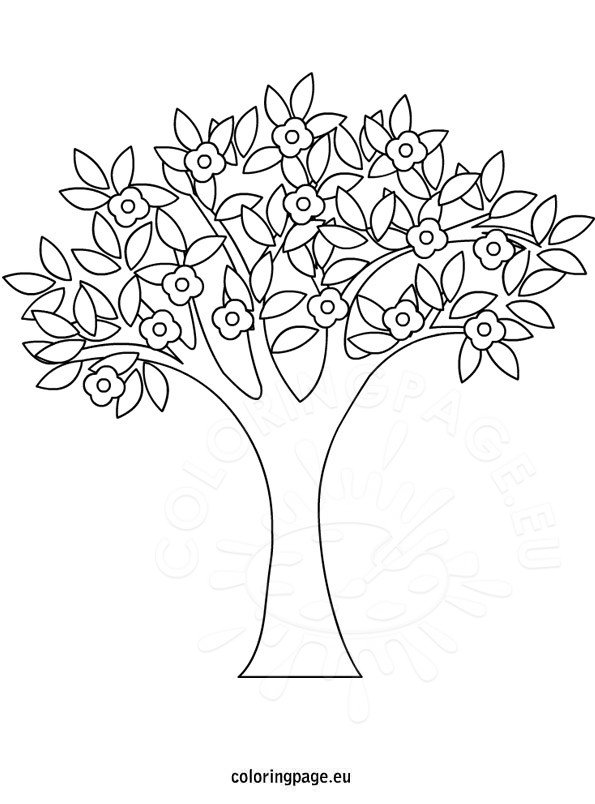 Spring Tree coloring Coloring Page