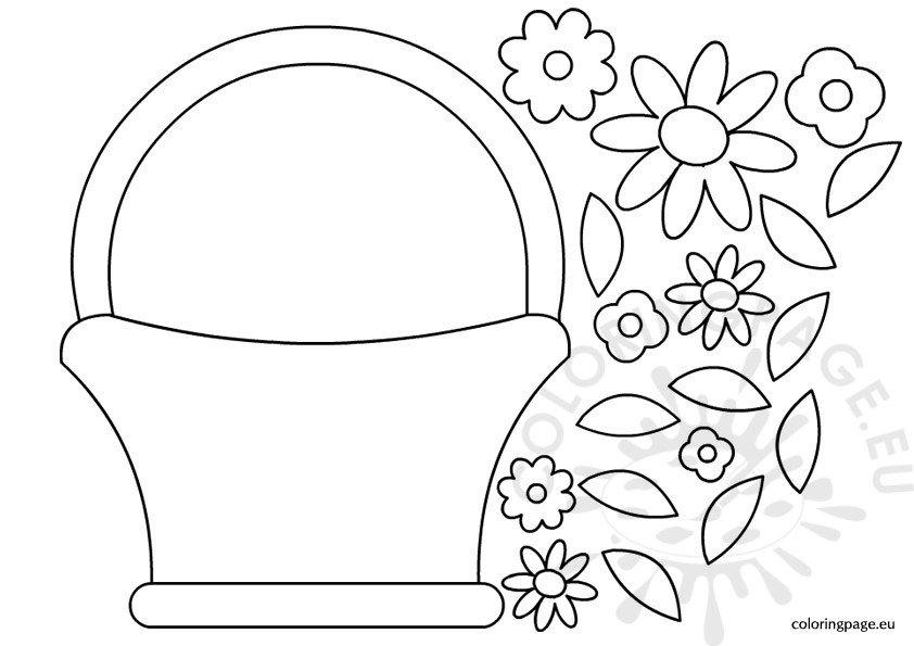 Basket flowers template – Coloring Page