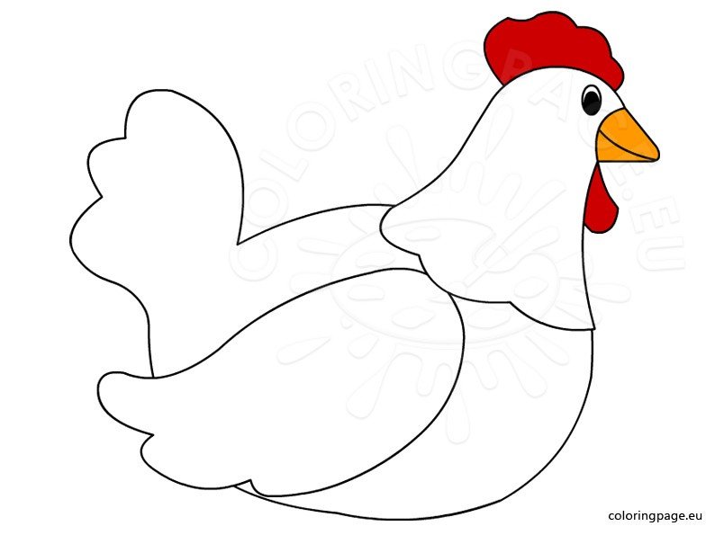 Sitting Hen clip art – Coloring Page