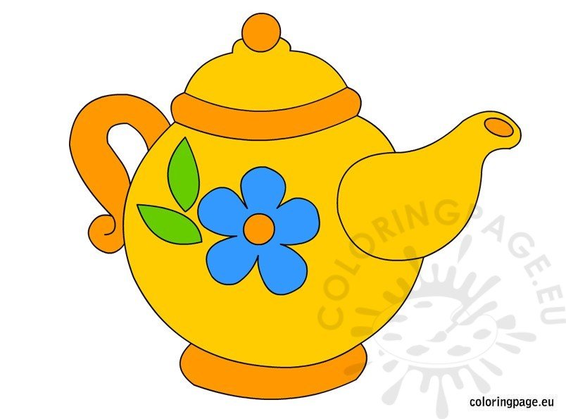 Teapot clip art – Coloring Page