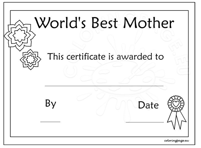 Free Printable Mother's Day Certificate Templates Printable Word Searches