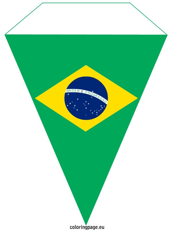 Pennant with the national flag of Brazil – Coloring Page