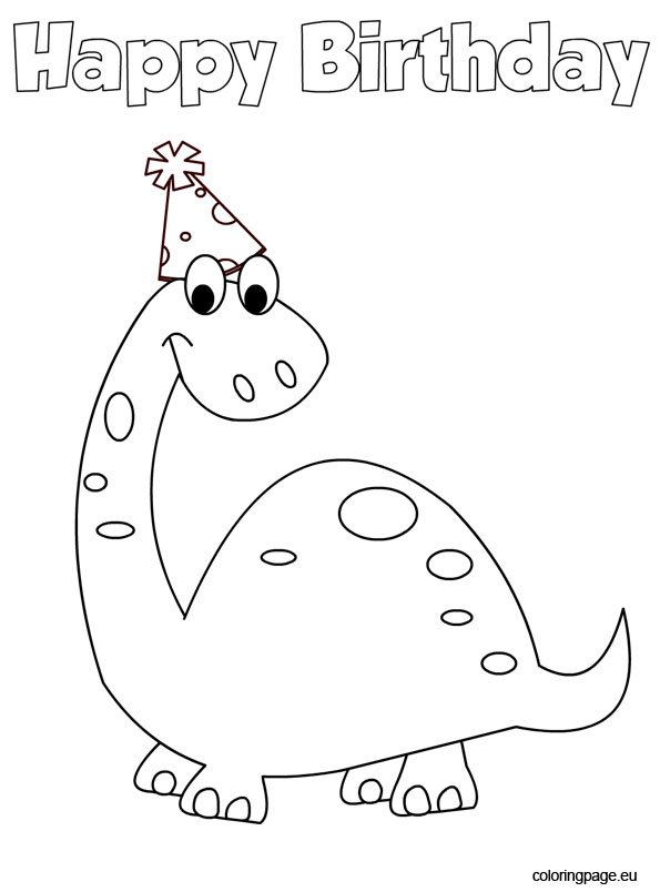 Dinosaur Happy Birthday Coloring Page