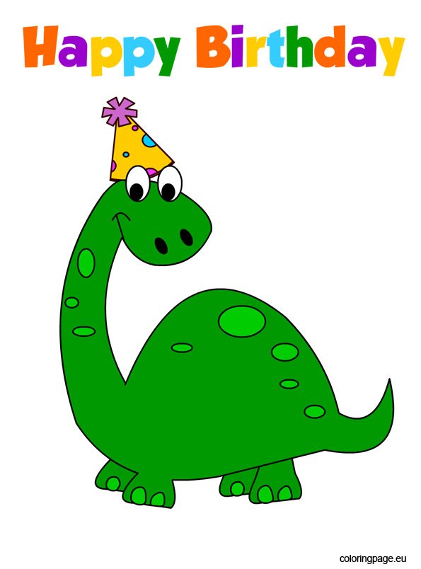 birthday dinosaur coloring