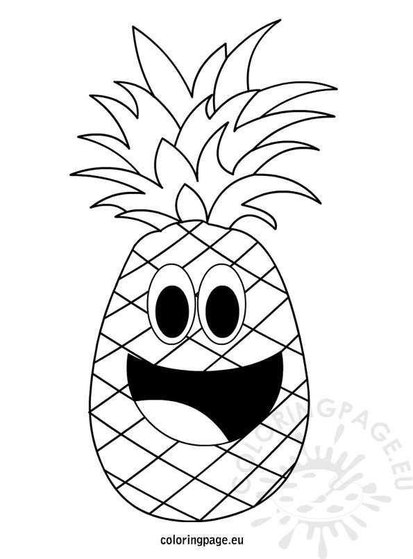 Cartoon Fruit Pineapple outline – Coloring Page