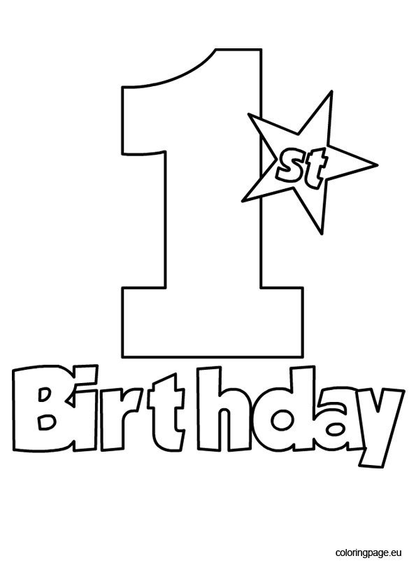 1st birthday coloring page Coloring Page