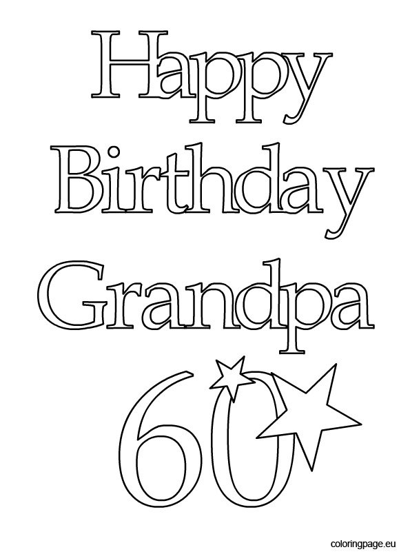 Happy Birthday Grandpa 60 – Coloring Page