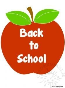 Back to School Apple – Coloring Page