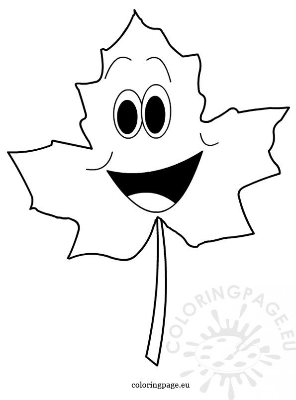 Happy Autumn Leaf – Coloring Page