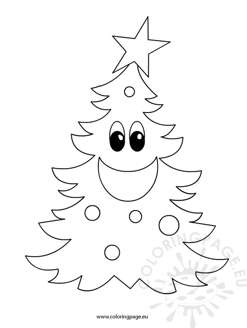 Cartoon Christmas Tree – Coloring Page