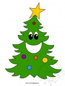 Cartoon Christmas Tree 2 – Coloring Page