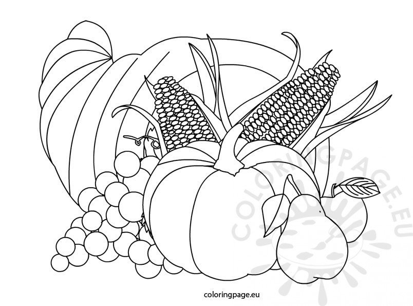 Thanksgiving Cornucopia Coloring Page Thanksgiving Cornucopia Coloring Page