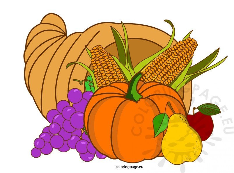 Thanksgiving Cornucopia – Coloring Page
