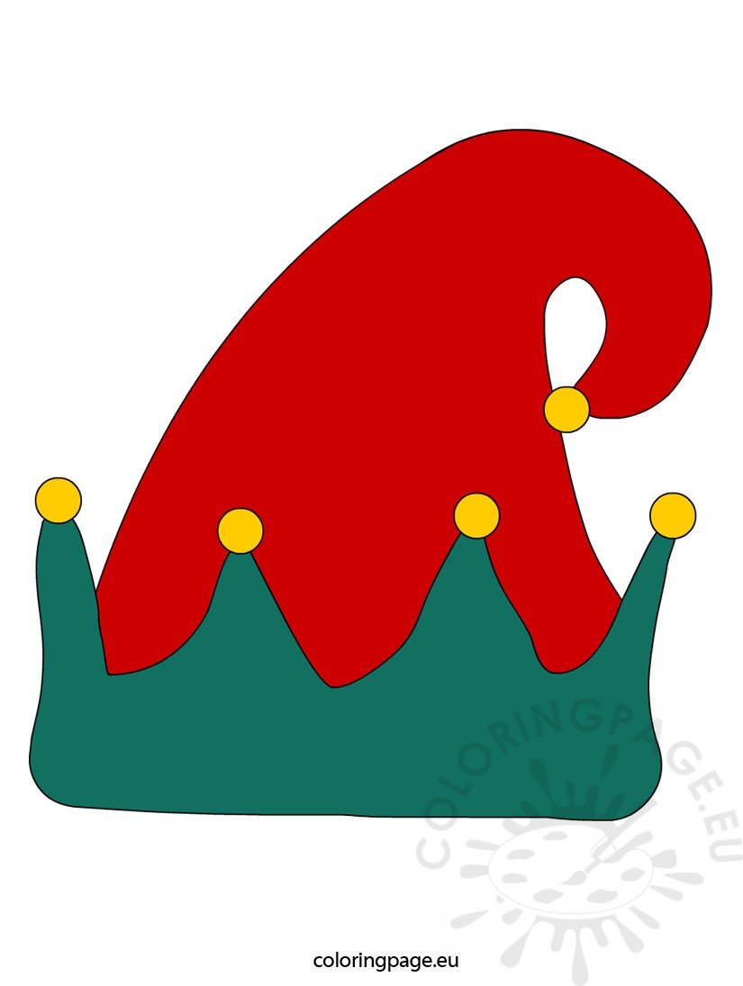 ... Hat Coloring Page - Elf hat vector Christmas Gift Box Coloring Page