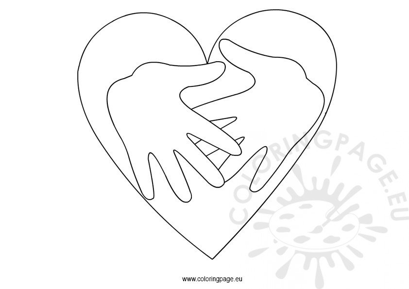 Hands and heart template – Coloring Page