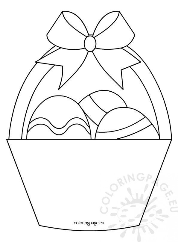Basket with Three Easter Eggs   Coloring Page